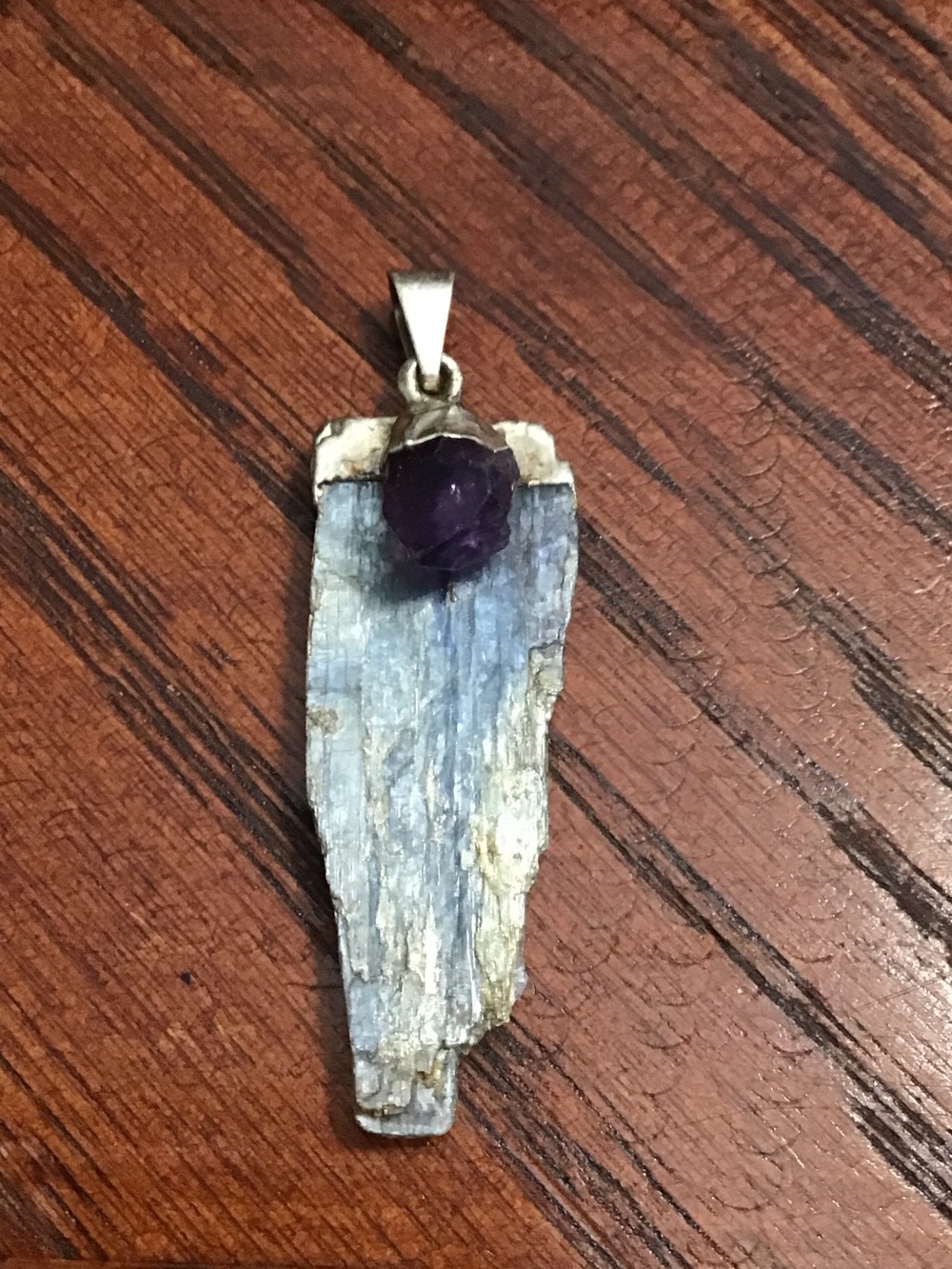 Blue Kyanite and Purple Amethyst Pendant Necklace - Women Jewelry